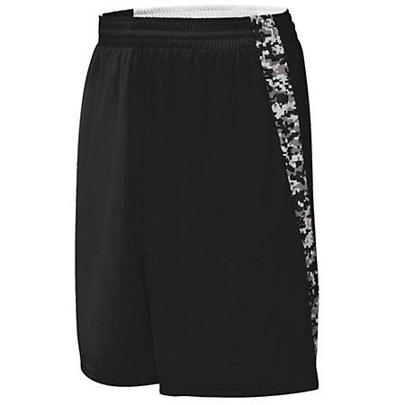 Pantalones cortos reversibles Hook Shot para jóvenes Negro / negro Camiseta única de baloncesto Digi &