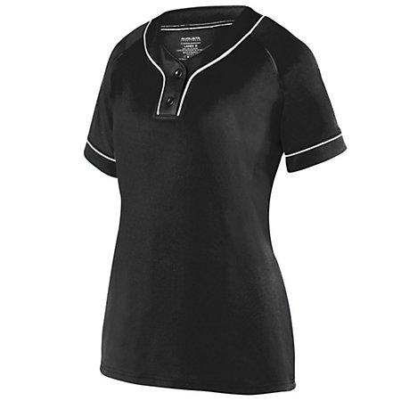 Maillot de dos botones para niñas Overpower Negro / blanco Softbol