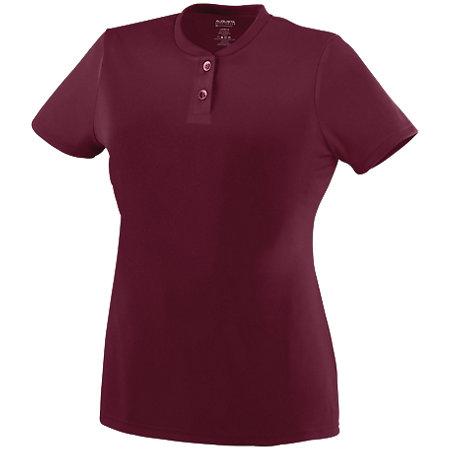 Ladies Wicking Two-Button Jersey Maroon Softball