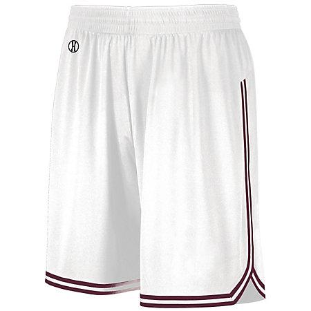 Pantalones cortos de baloncesto retro Blanco / granate Camiseta individual para adulto y