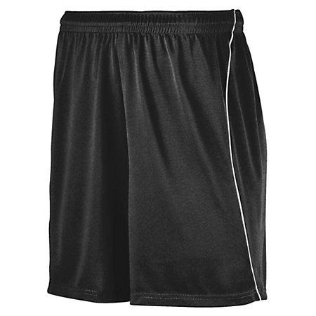 Youth Wicking Soccer Shorts With Piping Black/white Single Jersey &