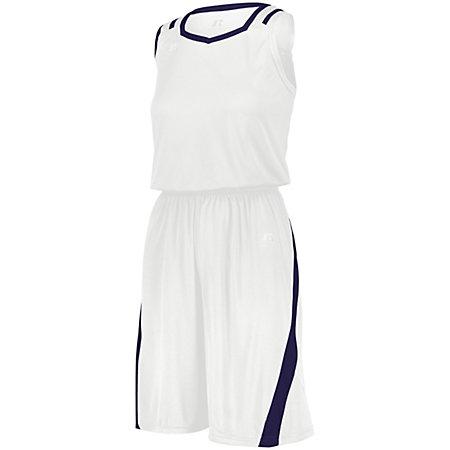 Shorts de corte atlético para mujer Blanco / morado Camiseta de baloncesto individual y
