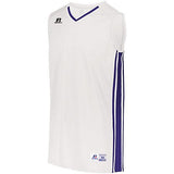 Camiseta de baloncesto Legacy para jóvenes Blanco / morado Individual y pantalones cortos