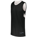 Camiseta de baloncesto de una capa de doble cara, negro / blanco, para adultos y pantalones cortos