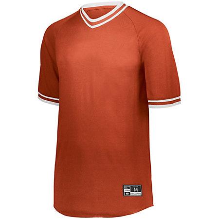 Retro V-Neck Baseball Jersey Orange/white Adult