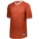 Camiseta de béisbol con cuello en V retro para jóvenes Púrpura / blanco