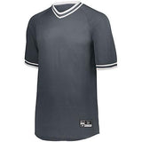 Camiseta de béisbol con cuello en V retro para jóvenes Graphite / white