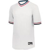 Retro V-Neck Baseball Jersey White/navy/scarlet Adult