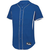 Youth Game7 Full-Button Baseball Jersey Royal/white