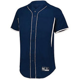 Game7 Jersey de béisbol con botones completos Azul marino / blanco Béisbol adulto