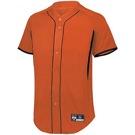 Youth Game7 Jersey de béisbol con botones completos Naranja / negro