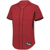 Youth Game7 Full-Button Baseball Jersey Scarlet/black