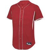 Youth Game7 Full-Button Baseball Jersey Scarlet/white