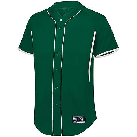 Youth Game7 Full-Button Baseball Jersey Forest/white