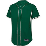 Youth Game7 Full-Button Baseball Jersey Forest/white