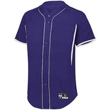 Youth Game7 Full-Button Baseball Jersey Purple/white
