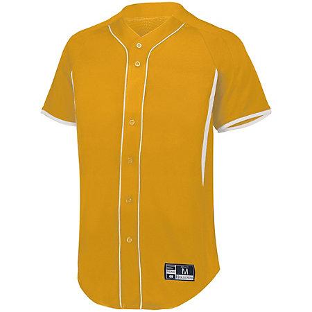 Camiseta de béisbol con botones completos para jóvenes Game7 Light Gold / white