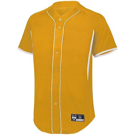 Youth Game7 Full-Button Baseball Jersey Light Gold/white