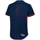 Youth Game7 Full-Button Baseball Jersey Navy/scarlet