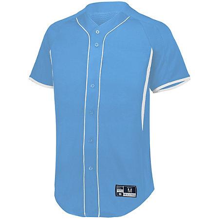 Youth Game7 Full-Button Baseball Jersey University Blue/white