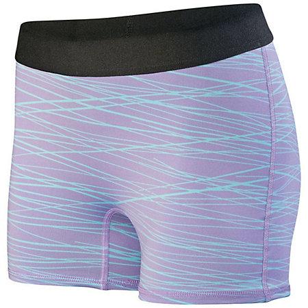 Ladies Hyperform Fitted Shorts Light Lavender/aqua Print Adult Volleyball