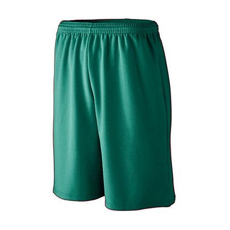 Pantalones cortos deportivos de malla absorbente de longitud más larga de color verde oscuro de baloncesto para adultos