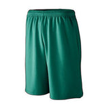 Pantalones cortos deportivos de malla absorbente de longitud más larga de color verde oscuro de baloncesto para adultos