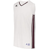 Camiseta de baloncesto Legacy para jóvenes Blanco / granate Individual y pantalones cortos