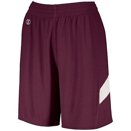 Pantalones cortos de una capa de doble cara para mujer, color granate / blanco, camiseta de baloncesto y