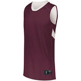 Youth Dual-Side Single Ply Basketball Jersey Maroon/white & Shorts