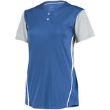 Ladies Performance Two-Button Color Block Jersey Columbia Blue/baseball Grey Softball