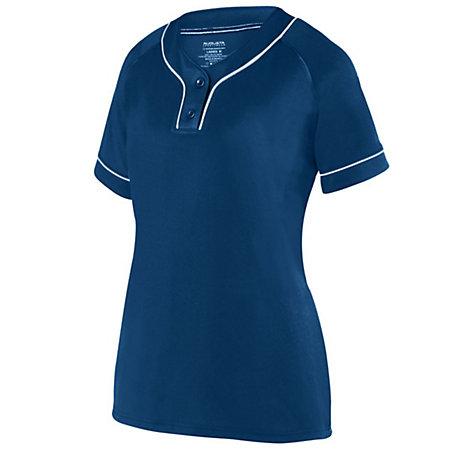 Maillot de dos botones para niñas Overpower Azul marino / blanco Softbol