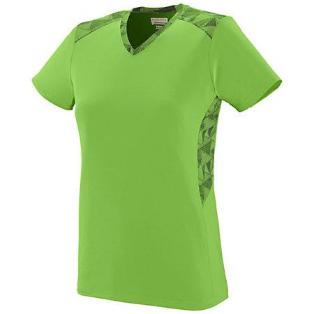 Camiseta de fútbol para damas Vigorous Lime / lime / black Print Softball