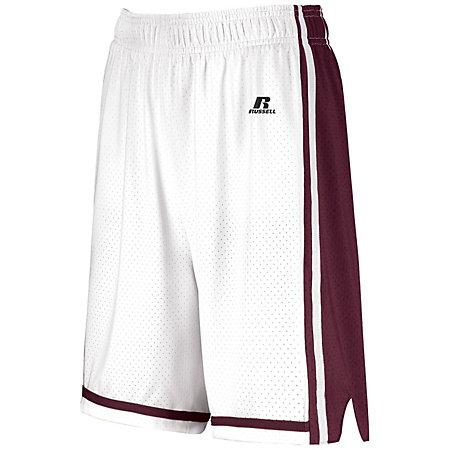 Shorts de baloncesto Legacy para mujer Blanco / granate Single Jersey &
