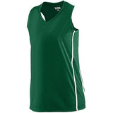 Camiseta con espalda nadadora de racha ganadora para mujer, verde oscuro / blanco, camiseta y pantalones cortos de baloncesto