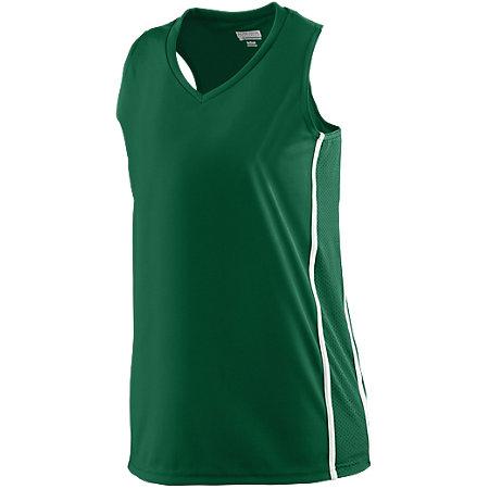 Ladies Winning Streak Racerback Jersey Dark Green/white Basketball Single & Shorts