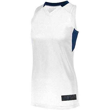 Ladies Step-Back Basketball Jersey White/navy Single & Shorts