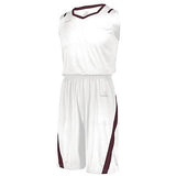Athletic Cut Jersey White/maroon Adult Basketball Single & Shorts