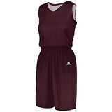 Ladies Undivided Solid Single-Ply Reversible Jersey Maroon/white Basketball Single & Shorts