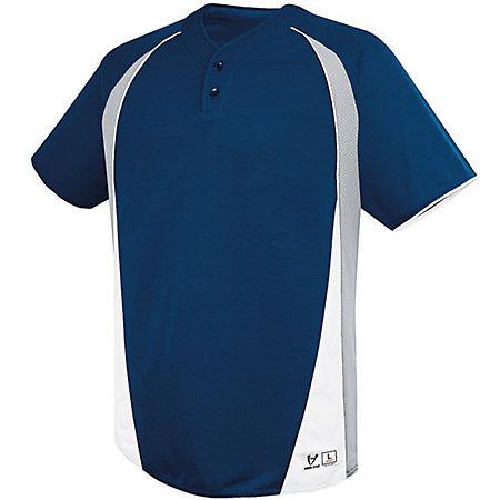 Ace Two-Button Jersey Navy/silver Grey/white Adult Baseball