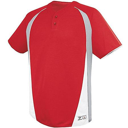 Ace Two-Button Jersey Scarlet/silver Grey/white Adult Baseball