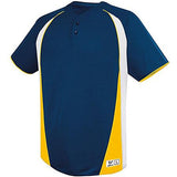 Youth Ace Jersey de dos botones Azul marino / blanco / atlético Gold Baseball