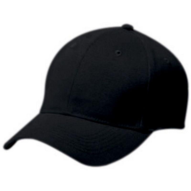 Gorra de sarga de algodón para adultos, seis paneles, béisbol negro