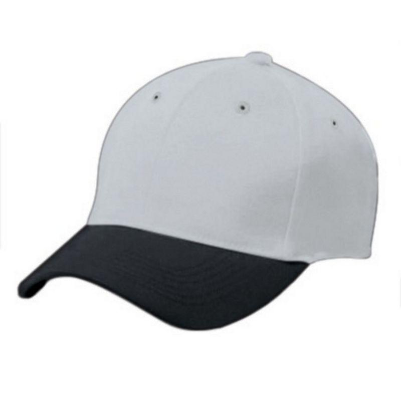 Gorra de sarga de algodón para adultos de seis paneles Gris plateado / negro Béisbol