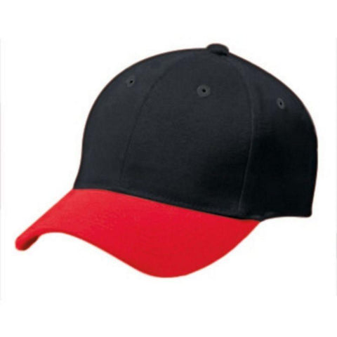 Adult Cotton Twill Six Panel Cap Black/scarlet Baseball