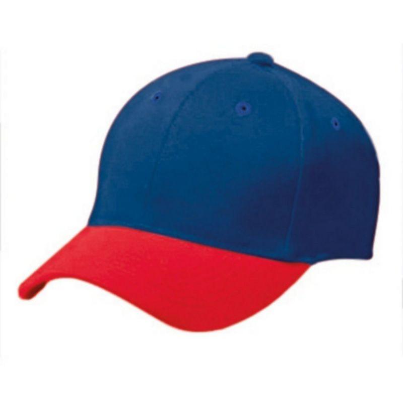 Gorra de sarga de algodón para adultos de seis paneles Béisbol azul marino / escarlata