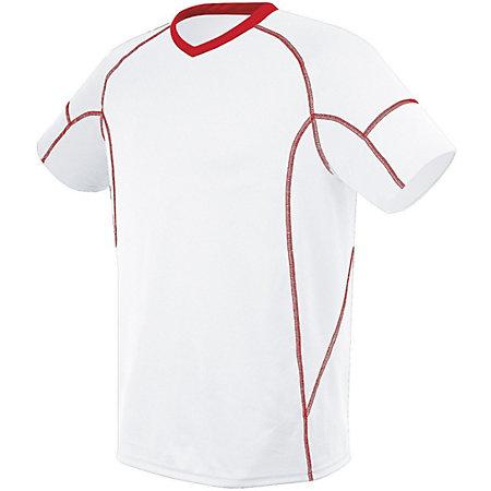 Camiseta Kinetic para niños Blanco / escarlata Single Soccer & Shorts