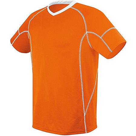 Camiseta Kinetic para jóvenes Naranja / blanco Single Soccer & Shorts