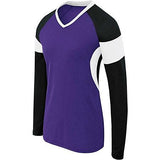 Girls Long Sleeve Raptor Jersey Purple/black/white Youth Volleyball
