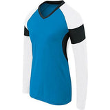 Girls Long Sleeve Raptor Jersey Power Blue/white/black Youth Volleyball